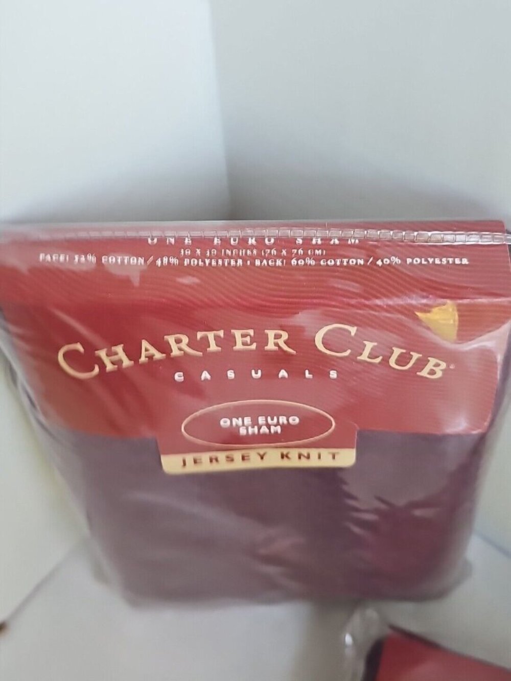New Charter Club Plum Euro Sham Jersey Knit 30" square Macys vintage set of 2 - Picture 9 of 11